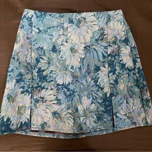 SHEIN Blue Floral Skater Skirt